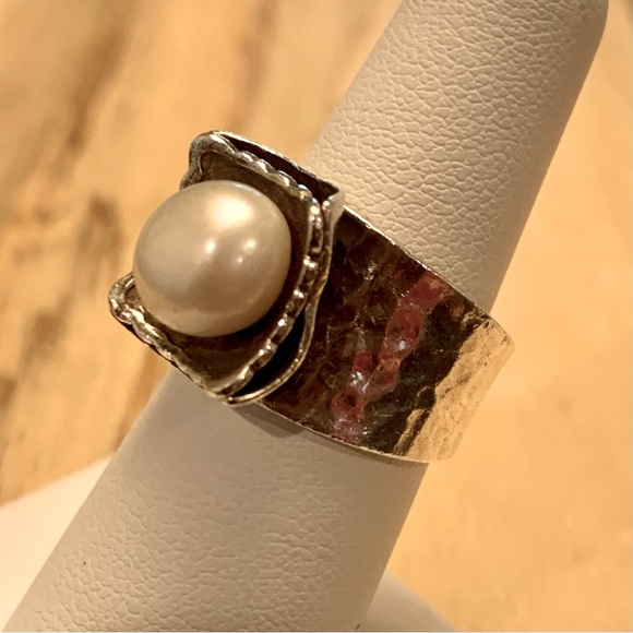 Silpada Hammered Freshwater Pearl Ring R0898 Retired size 7 - Picture 13 of 15